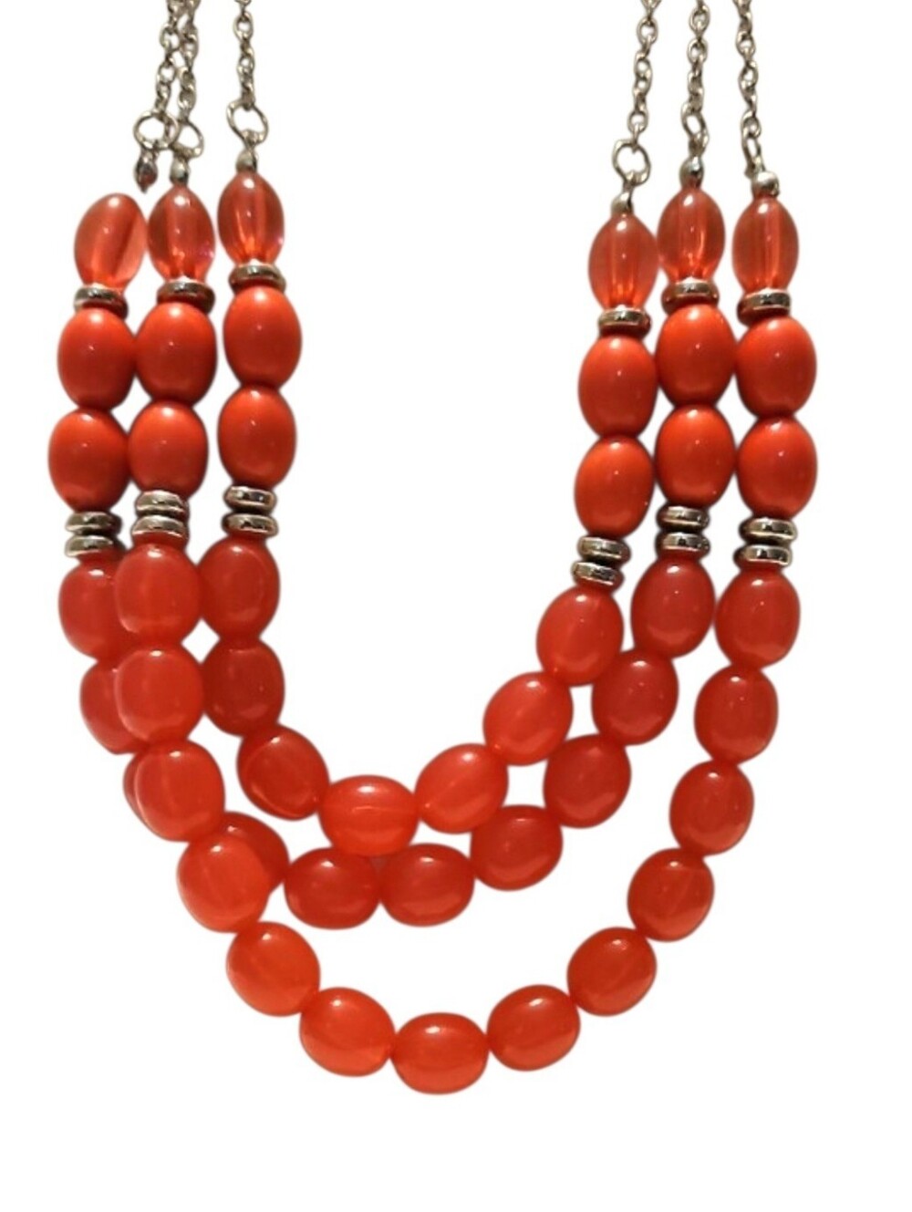 Paparazzi 'Coastal Cruise' Dark Pink Acrylic Bead Jewelry Set In Silver Tone - Picture 3 of 8